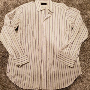 Etro Striped Button Down Shirt Purple Green 44